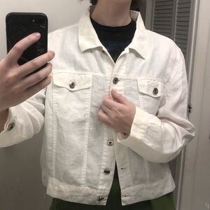 White 100% linen cropped jacket